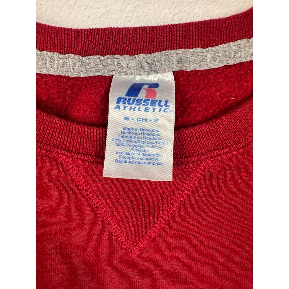 Russell Athletic Indiana Hoosiers Sweatshirt Small Red Embroidered Pullover Crew - Picture 3 of 6